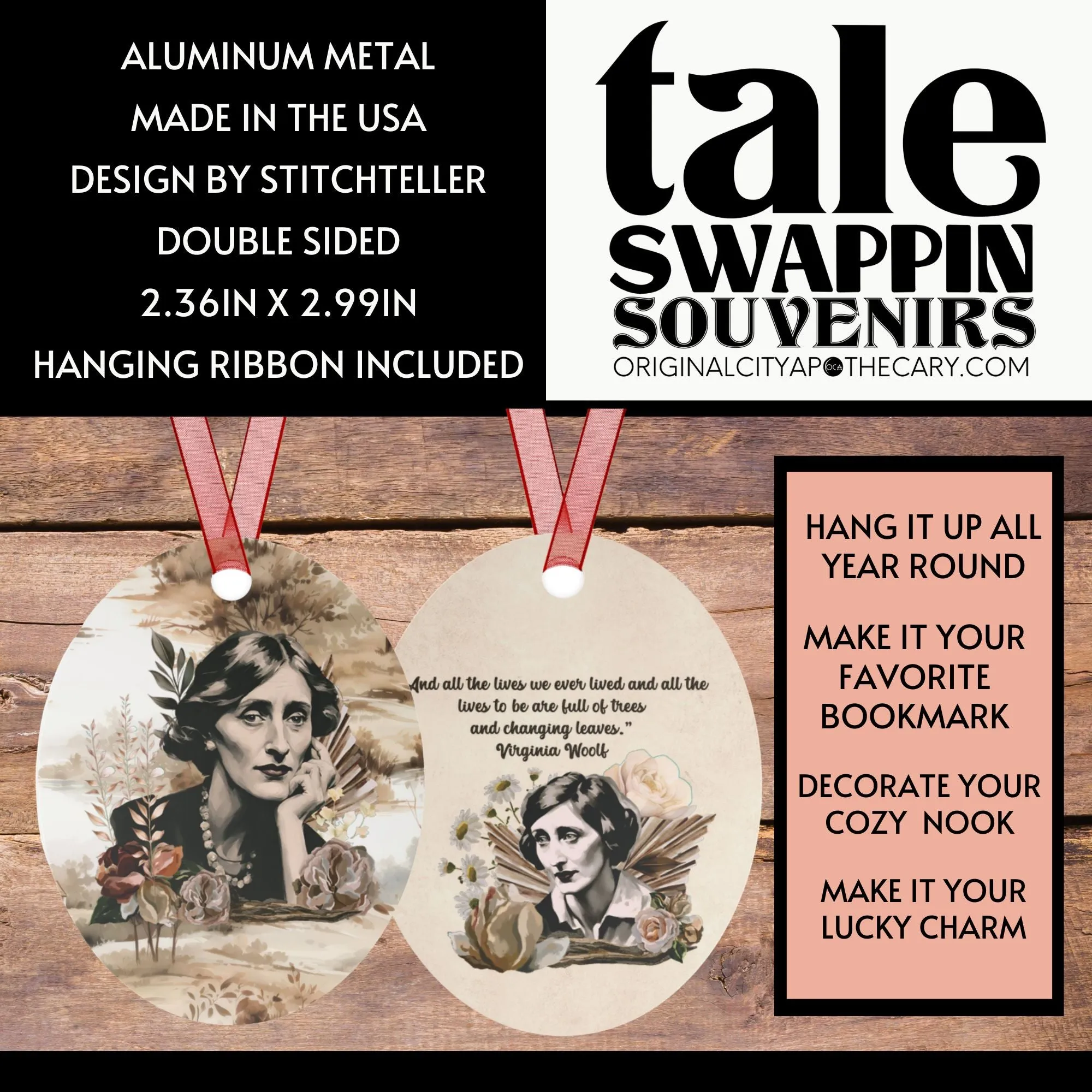 Virginia Woolf Ornament (Doublesided) Herbteller Tale Swappin Souvenir