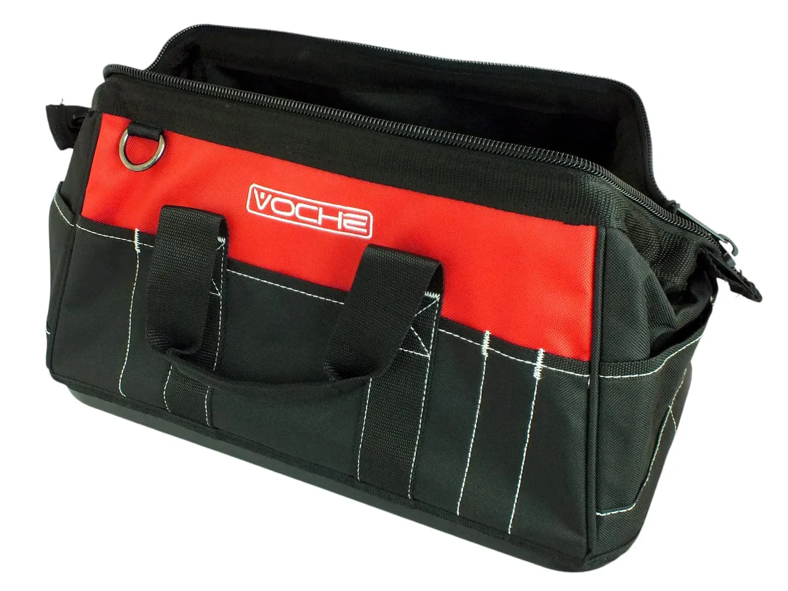 Voche 16" Wide Opening 21 Pocket Tool Bag with Rigid Base and Shoulder Strap