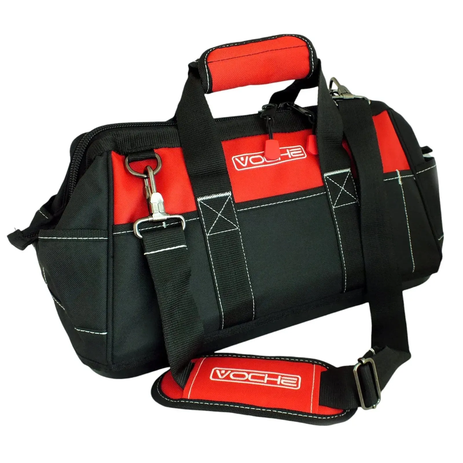 Voche 16" Wide Opening 21 Pocket Tool Bag with Rigid Base and Shoulder Strap