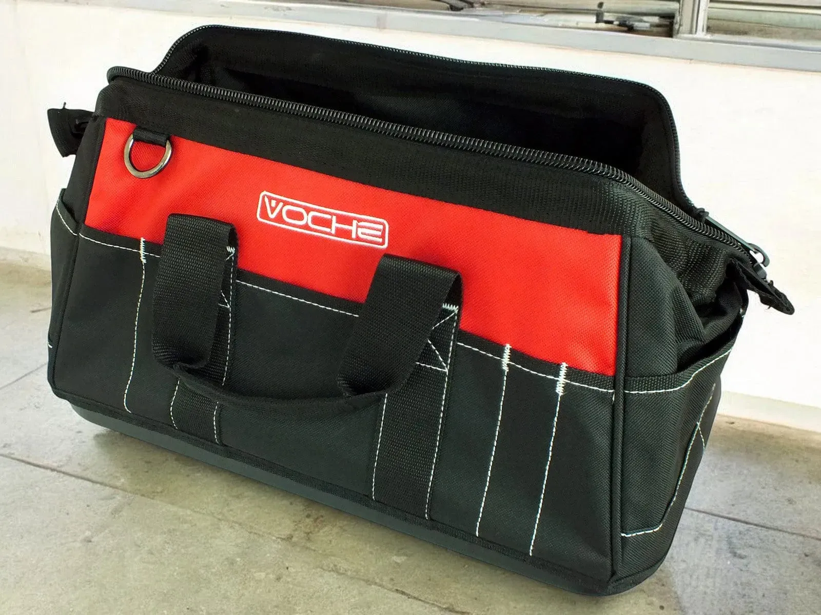 Voche 16" Wide Opening 21 Pocket Tool Bag with Rigid Base and Shoulder Strap