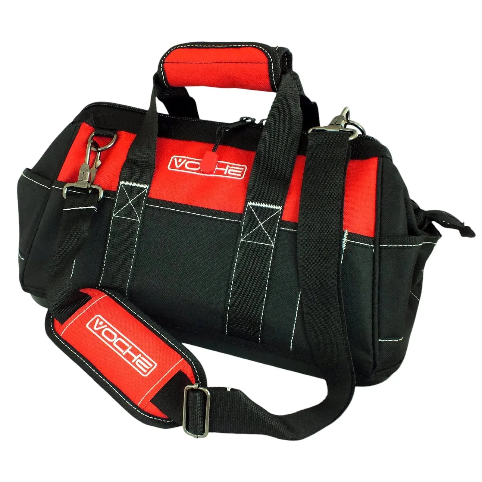 Voche 16" Wide Opening 21 Pocket Tool Bag with Rigid Base and Shoulder Strap