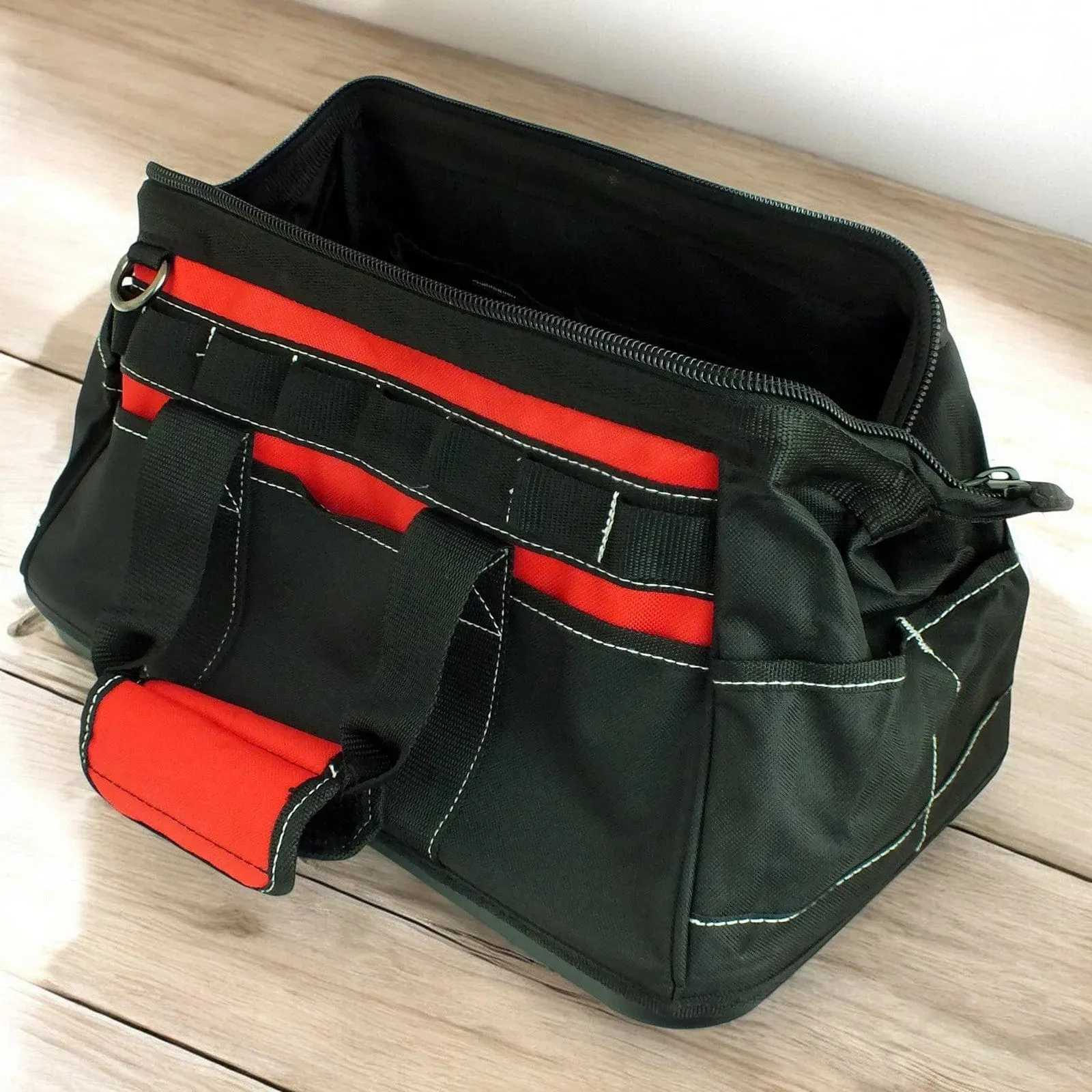 Voche 16" Wide Opening 21 Pocket Tool Bag with Rigid Base and Shoulder Strap