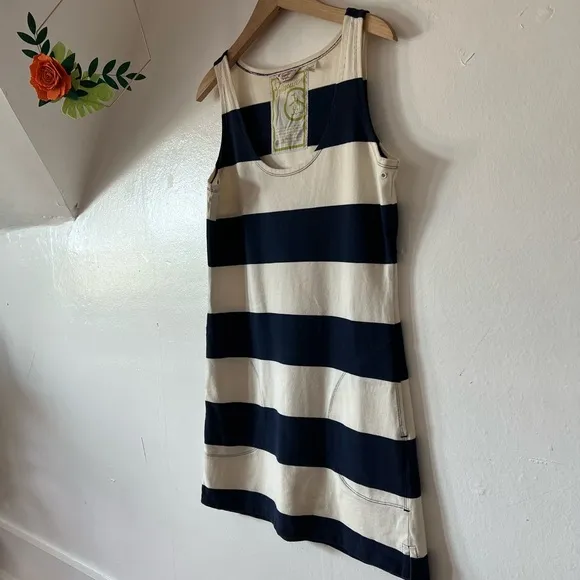 VTG Penguin beach coverup S mini dress big stripes pockets grommets early 2000s
