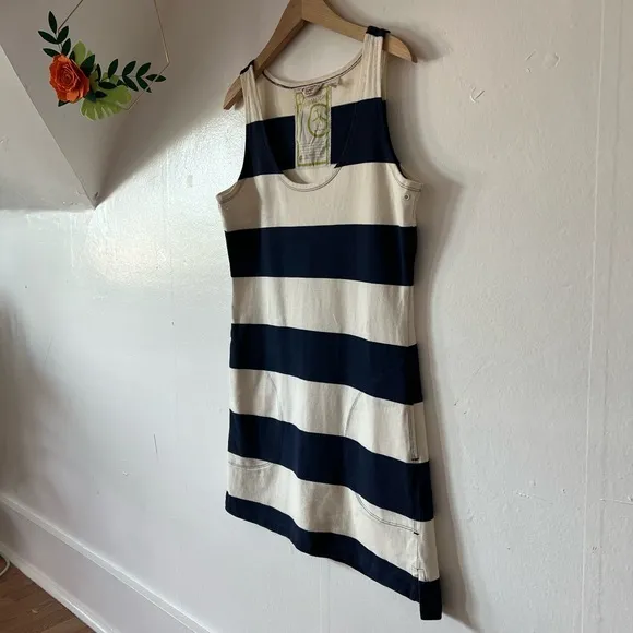 VTG Penguin beach coverup S mini dress big stripes pockets grommets early 2000s