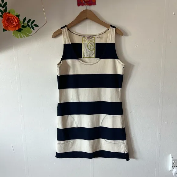 VTG Penguin beach coverup S mini dress big stripes pockets grommets early 2000s