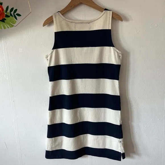 VTG Penguin beach coverup S mini dress big stripes pockets grommets early 2000s