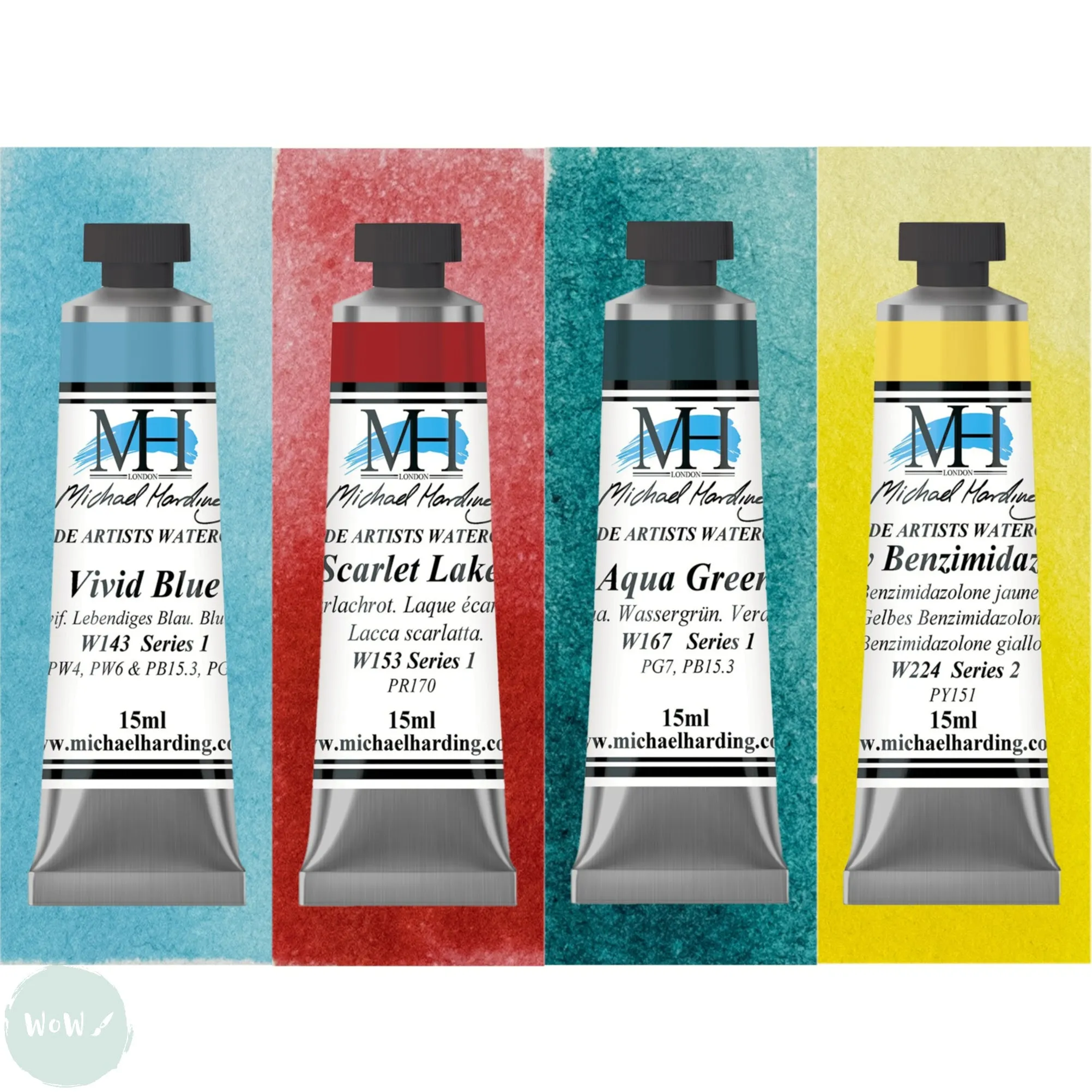 Watercolour Paint Sets - ARTISTS WATERCOLOUR TUBE- 15ml - MICHAEL HARDING -  Gift Set -INTRODUCTORY 15ml - 4 COLOURS