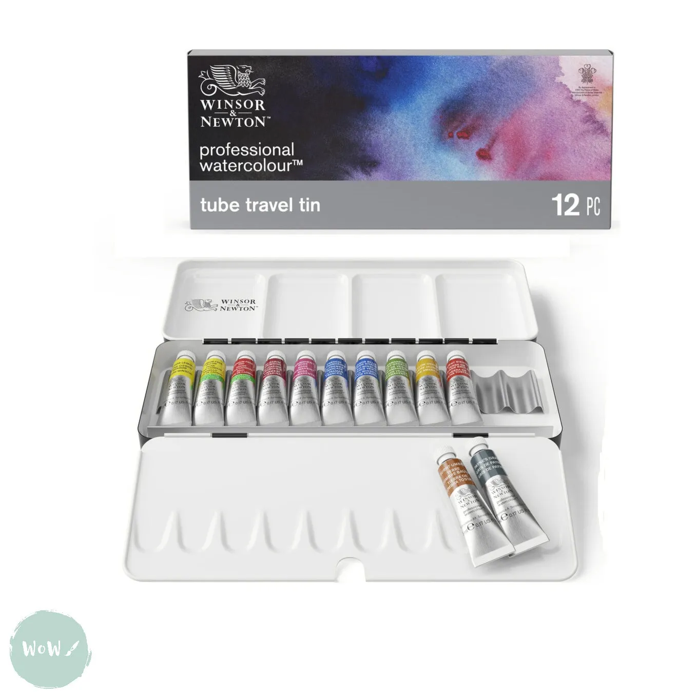 Watercolour Paint Sets - Winsor & Newton PROFESSIONAL - TUBE TRAVEL TIN - 12 Tubes
