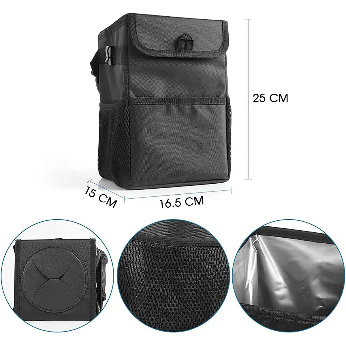 Waterproof Car Trash Can with Lid and Storage Pockets, Custom-Fit For Car, 100% Leak-Proof Car Organizer, Waterproof Car Garbage Can, Multipurpose Trash Bin for Car WAFT234