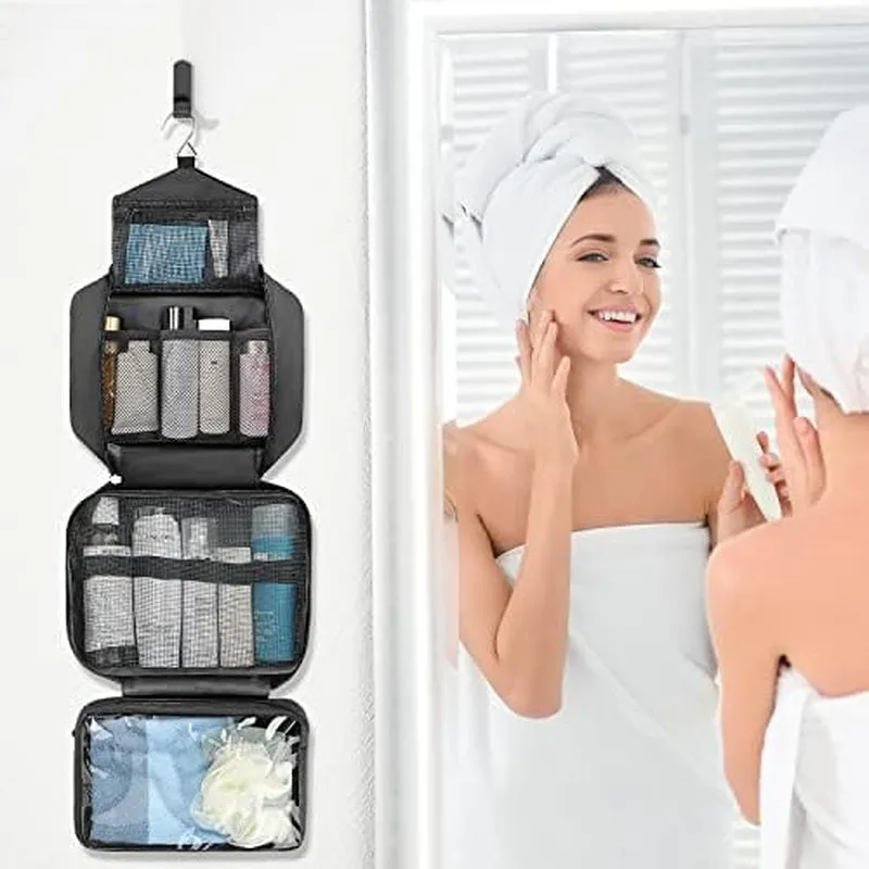 Waterproof Travel Toiletry Bag with 4 Compartments for Men and Women