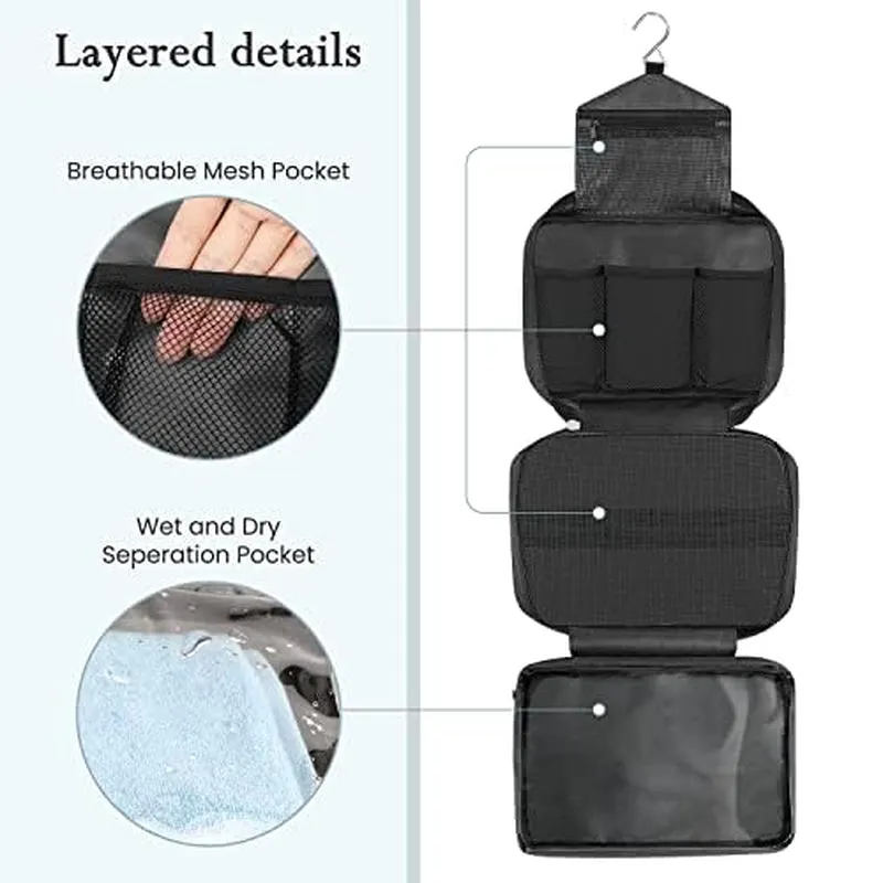 Waterproof Travel Toiletry Bag with 4 Compartments for Men and Women