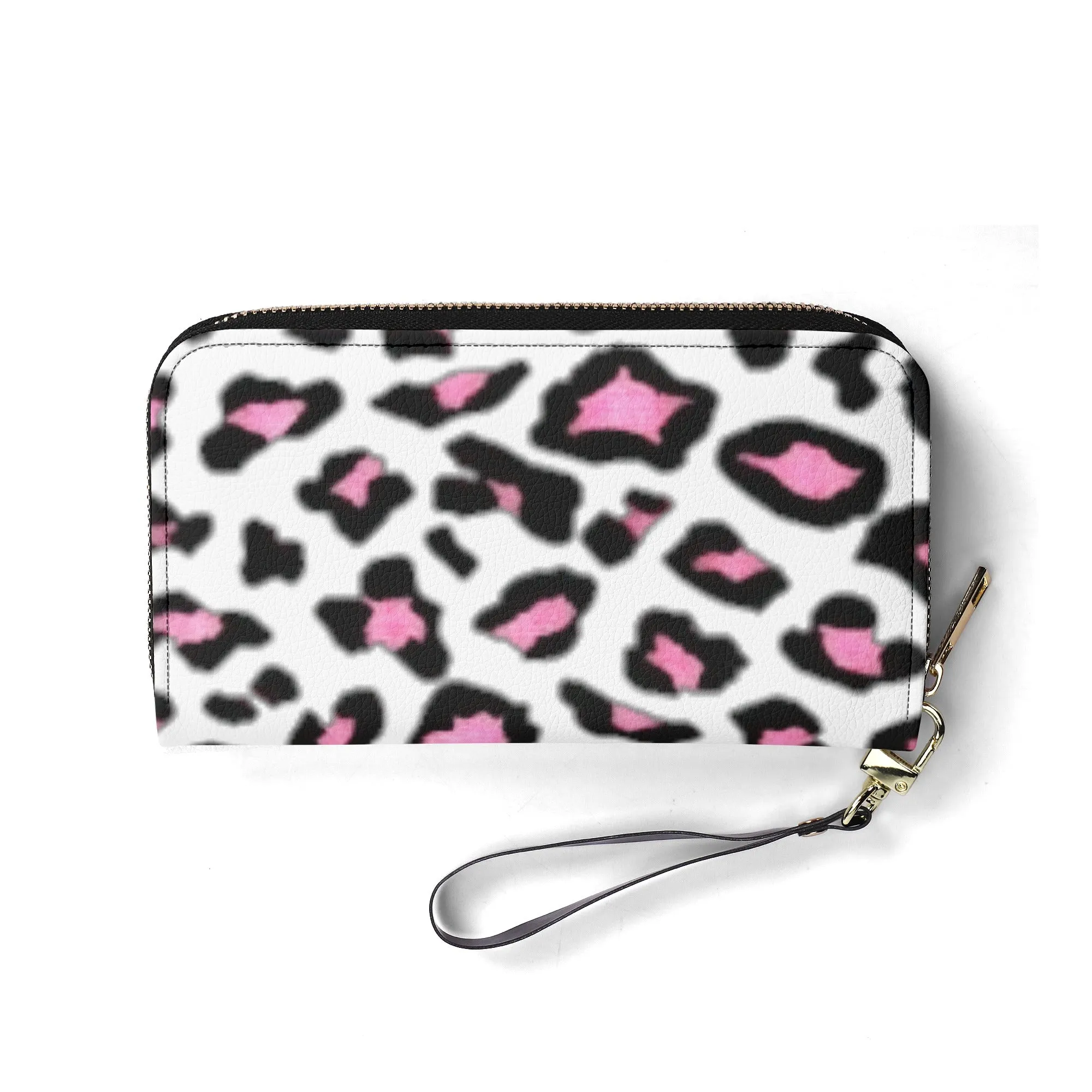 White & Pink/Black Leopard Print PU Leather Wallet
