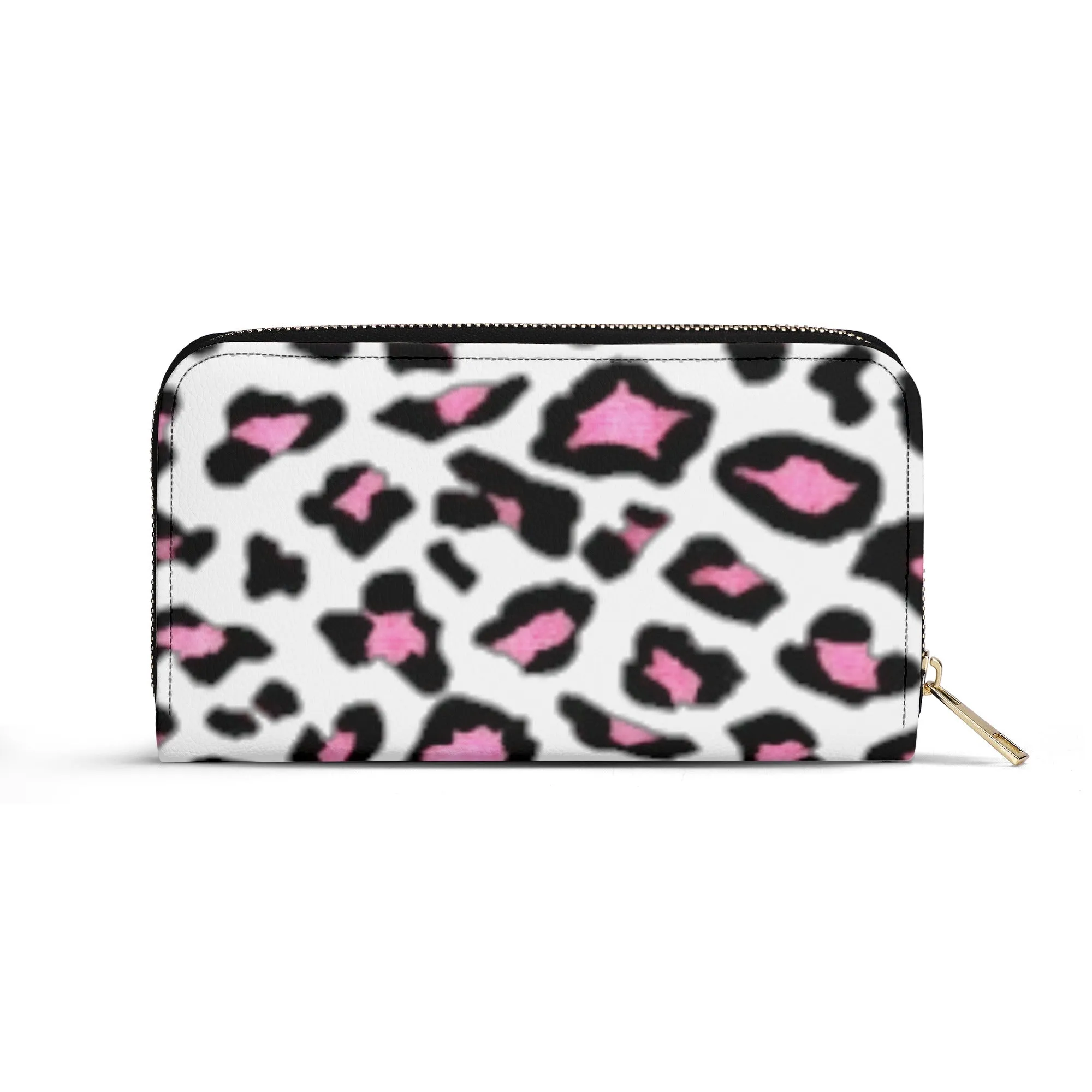 White & Pink/Black Leopard Print PU Leather Wallet