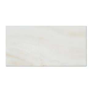White Onyx (Bianco Fantastico) 3 X 6 Subway Brick Tile, Vein-Cut, Polished - Box of 5 sq. ft.