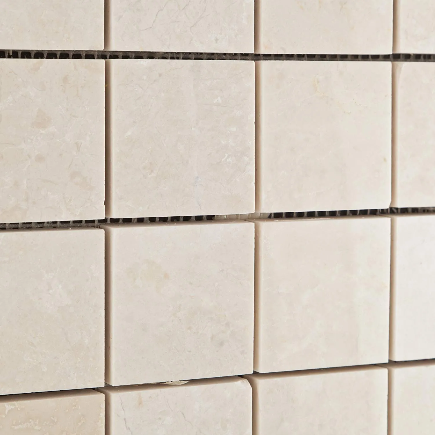 White Pearl / Botticino Marble 2 X 2 Polished Mosaic Tile - Box of 5 Sheets