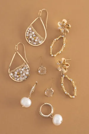 White Pearl Mix Set Earrings