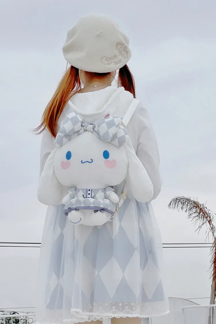 White/Blue Bowknot Big Ears Doll Sweet Lolita Backpack