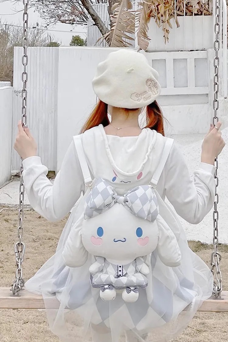 White/Blue Bowknot Big Ears Doll Sweet Lolita Backpack