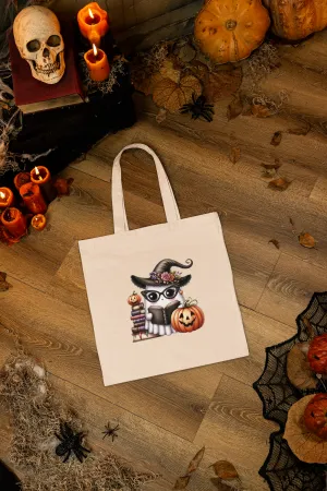 Witchy Ghost Reusable Canvas Tote Bag