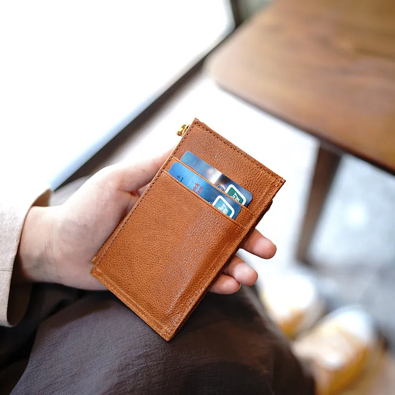 Womens Black Coffee Leather Card Holders Wallet Vertical Slim Billfold Wallet Card Holders for Ladies