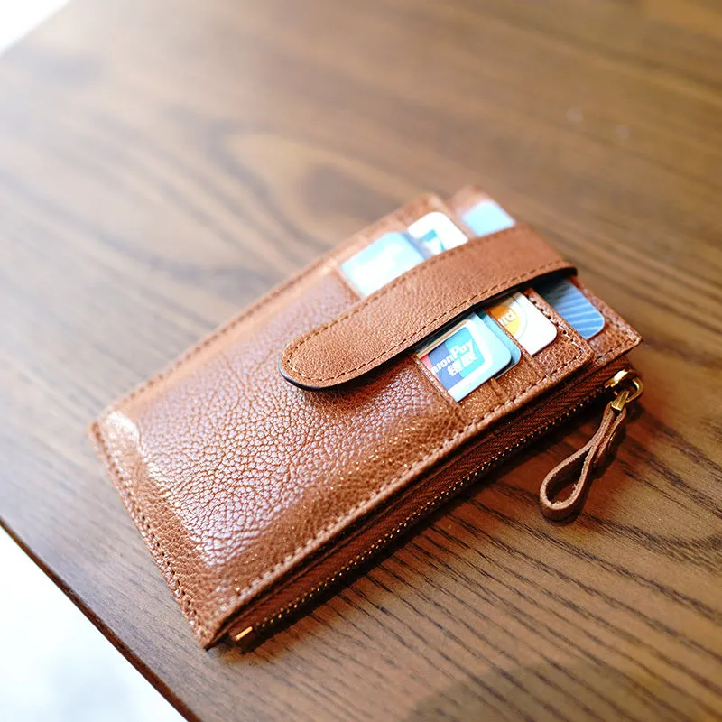 Womens Black Coffee Leather Card Holders Wallet Vertical Slim Billfold Wallet Card Holders for Ladies