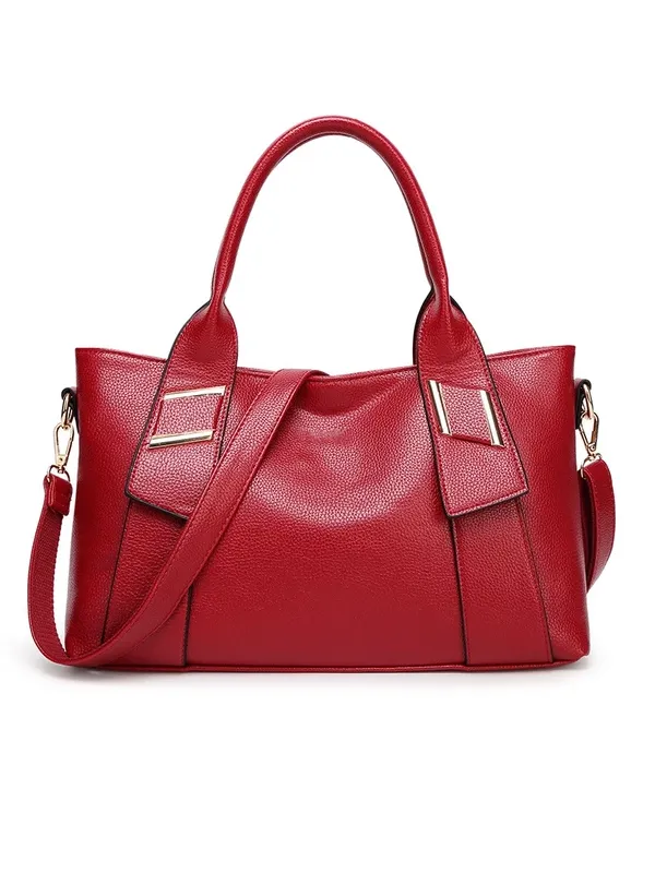 Women's Leather Handbag Solid Color