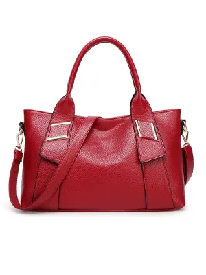 Women's Leather Handbag Solid Color