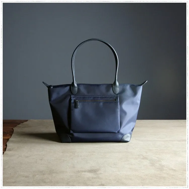 Womens Navy Nylon Shoulder Tote Large Dark Blue Nylon Handbag Purse for Ladies