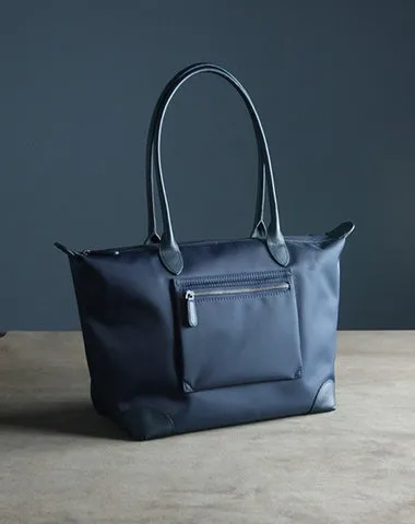 Womens Navy Nylon Shoulder Tote Large Dark Blue Nylon Handbag Purse for Ladies