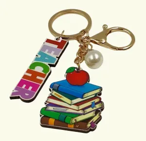 Wooden Text Books Teacher Keychain