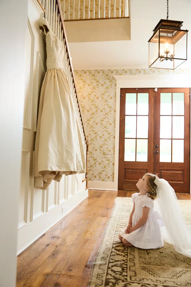 Worthington Dress -- White w/ White Sash