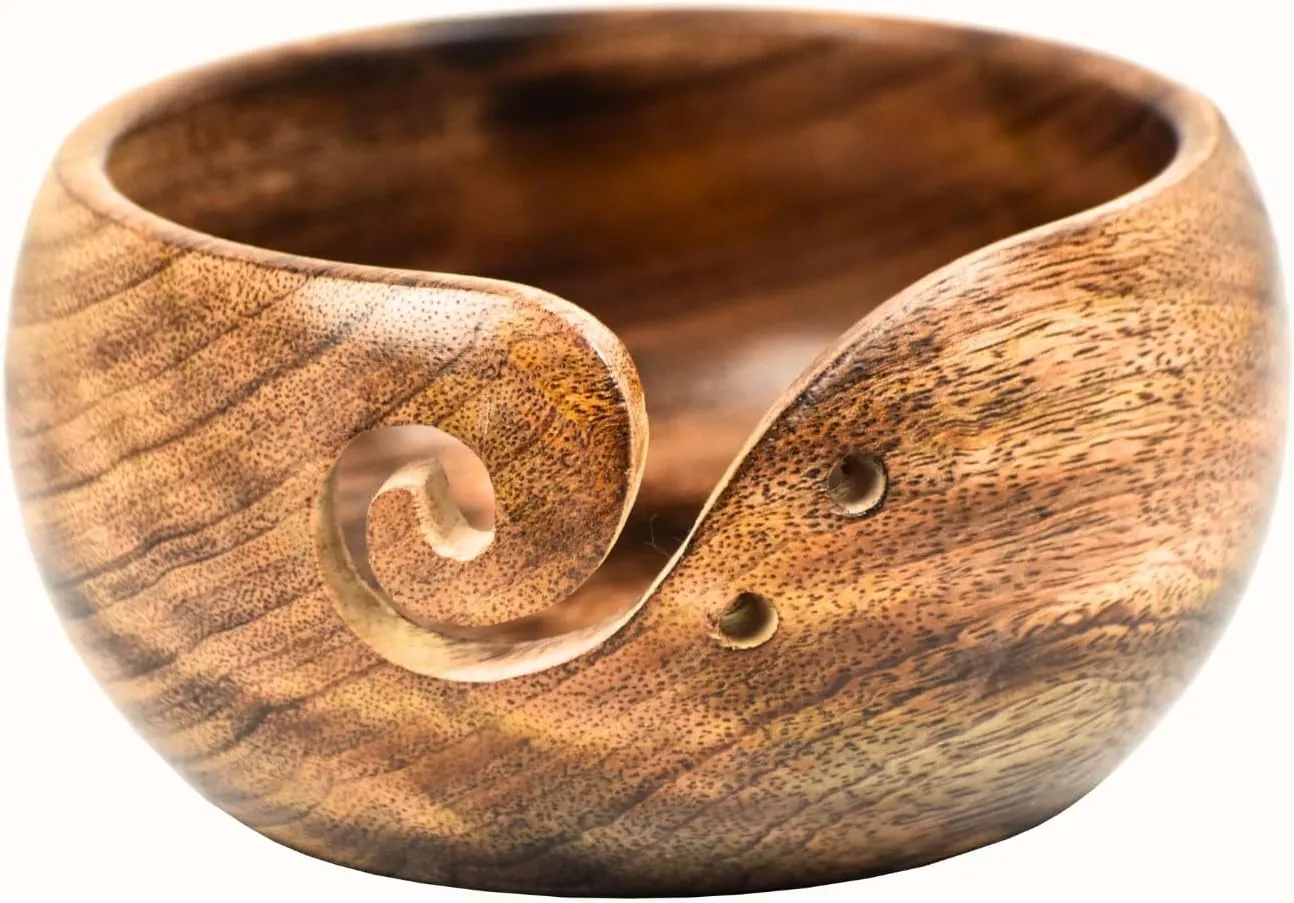 Yarn Bowl - Naaz Wood Arts (6" x 6" x 3")