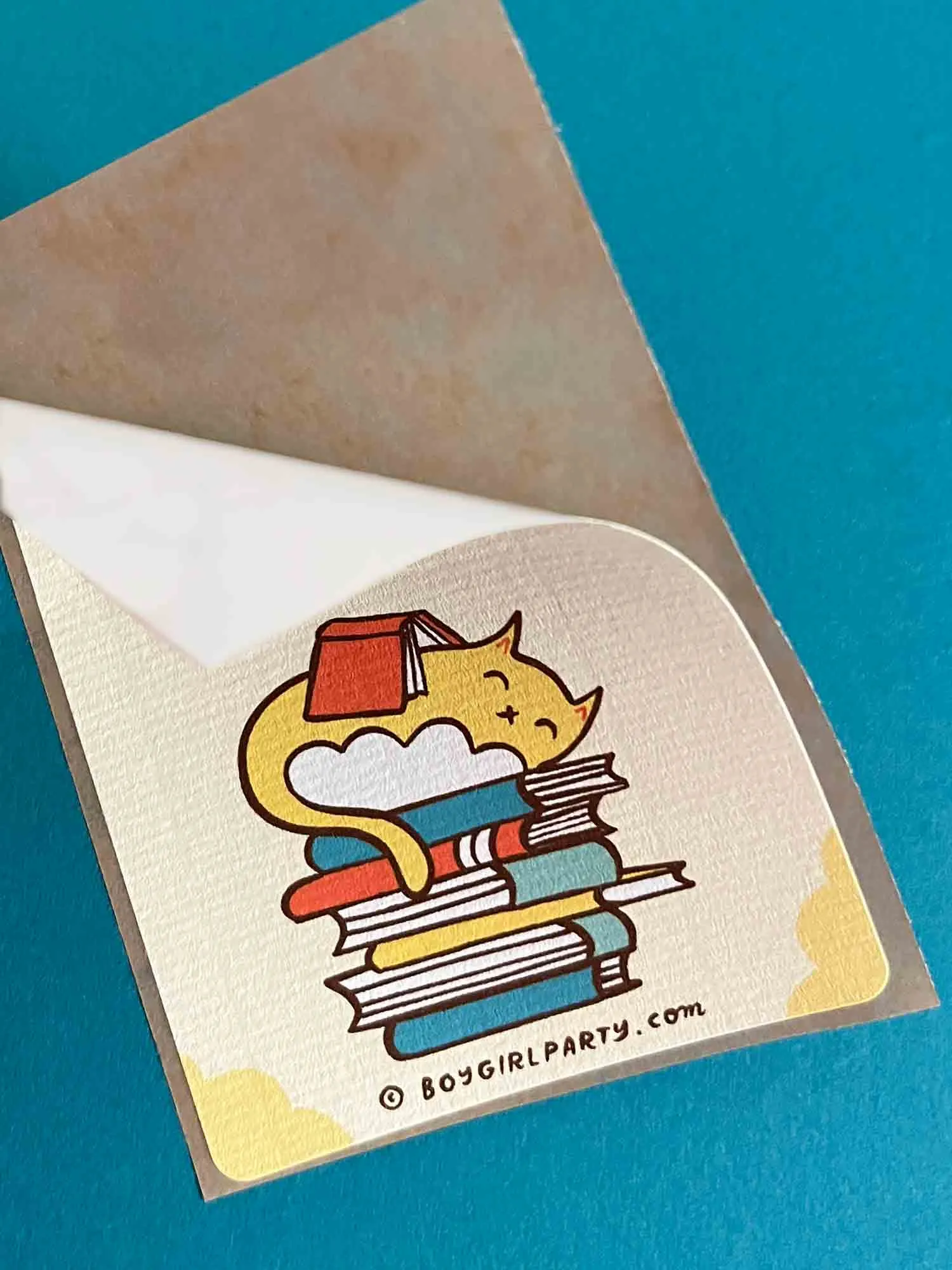 Yellow Cat Bookplate Stickers (Ex Libris Book Labels) Set of 6