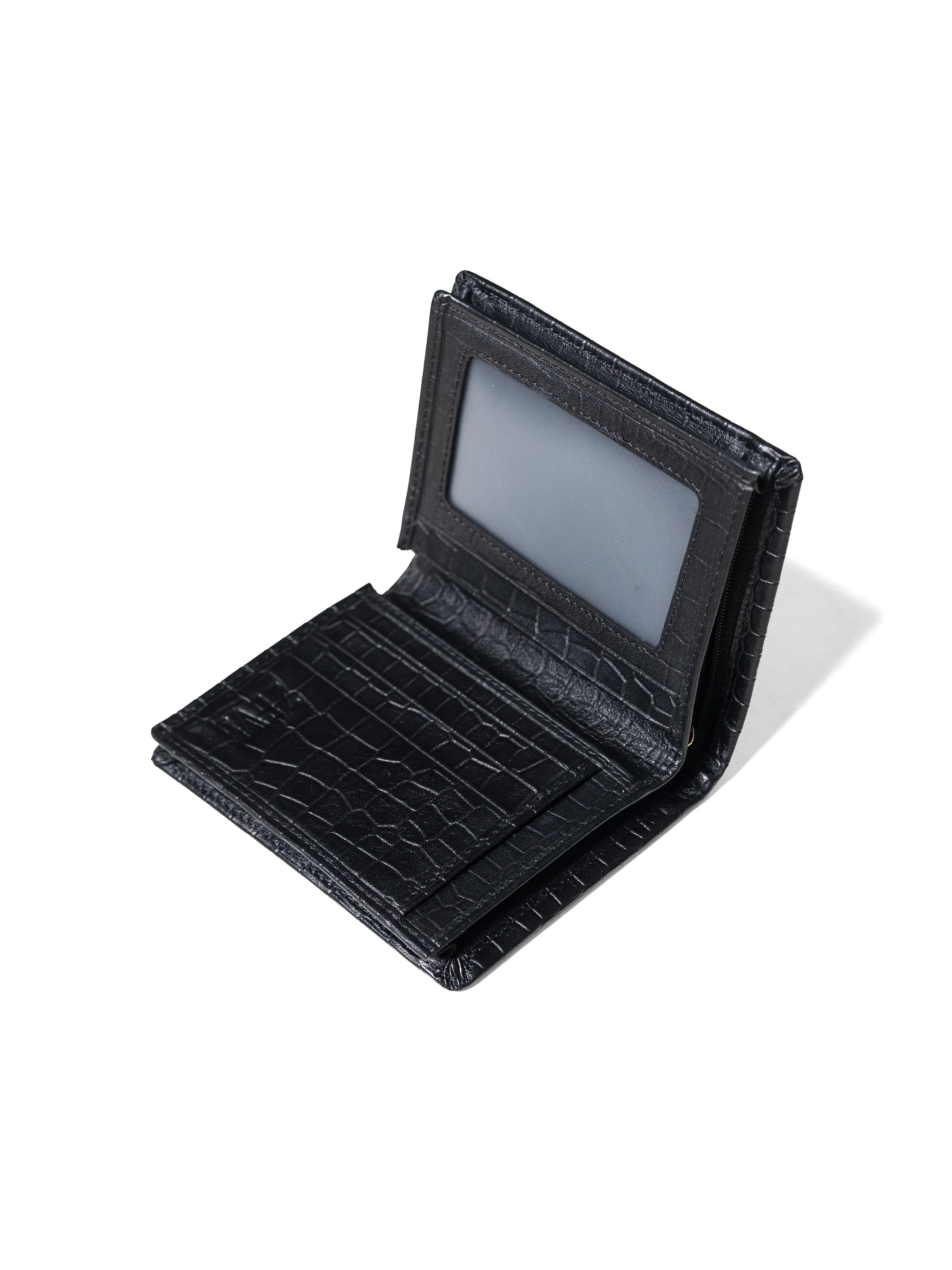Zeve Folding Wallet - Black Croco Leather